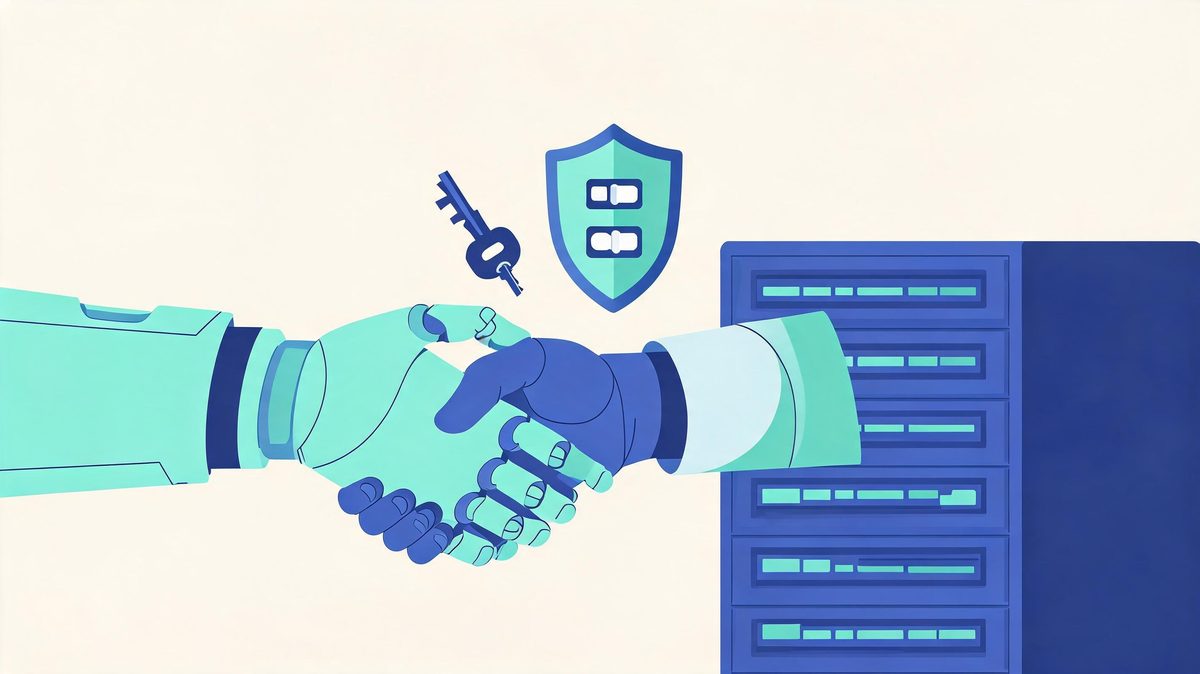 OAuth authentication handshake between AI agent and API with scoped permissions