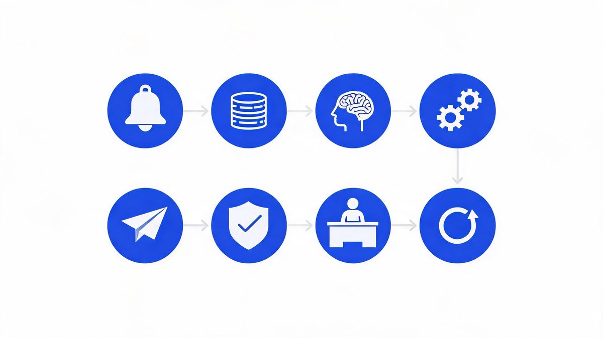 eight stage AI agent workflow automation anatomy from trigger to next action