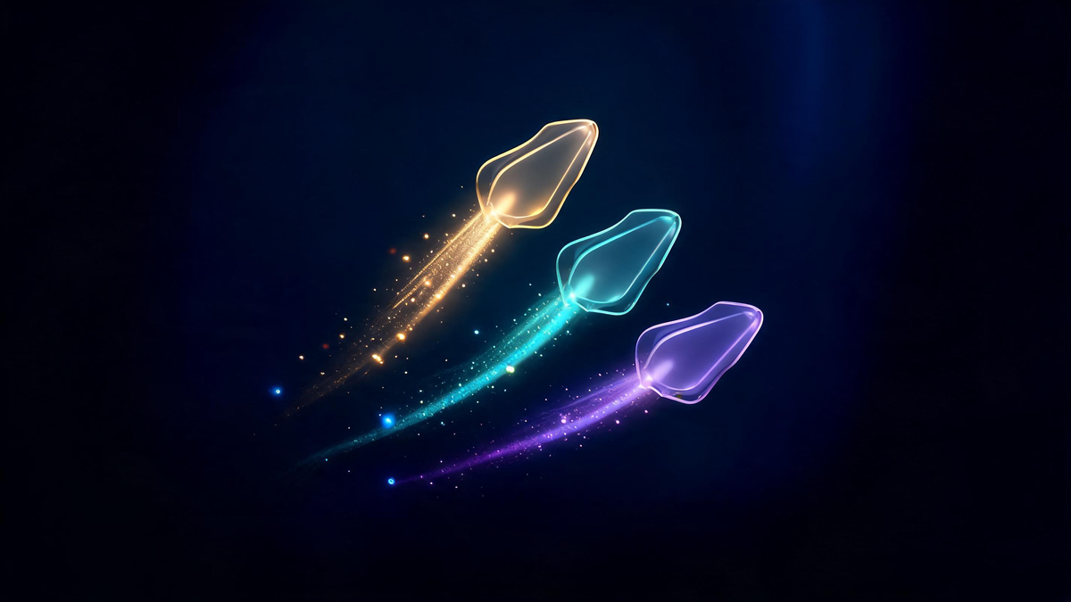 Fastest growing cybersecurity companies: three ascending light comets with gold leader