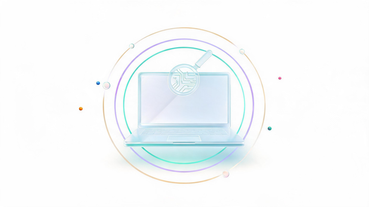 EDR endpoint security solution: continuous detection rings around a laptop