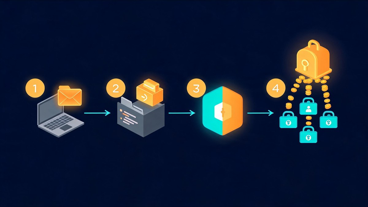 supply chain attack flow: phished insider to poisoned update to trojanized extension to mass wallet drain