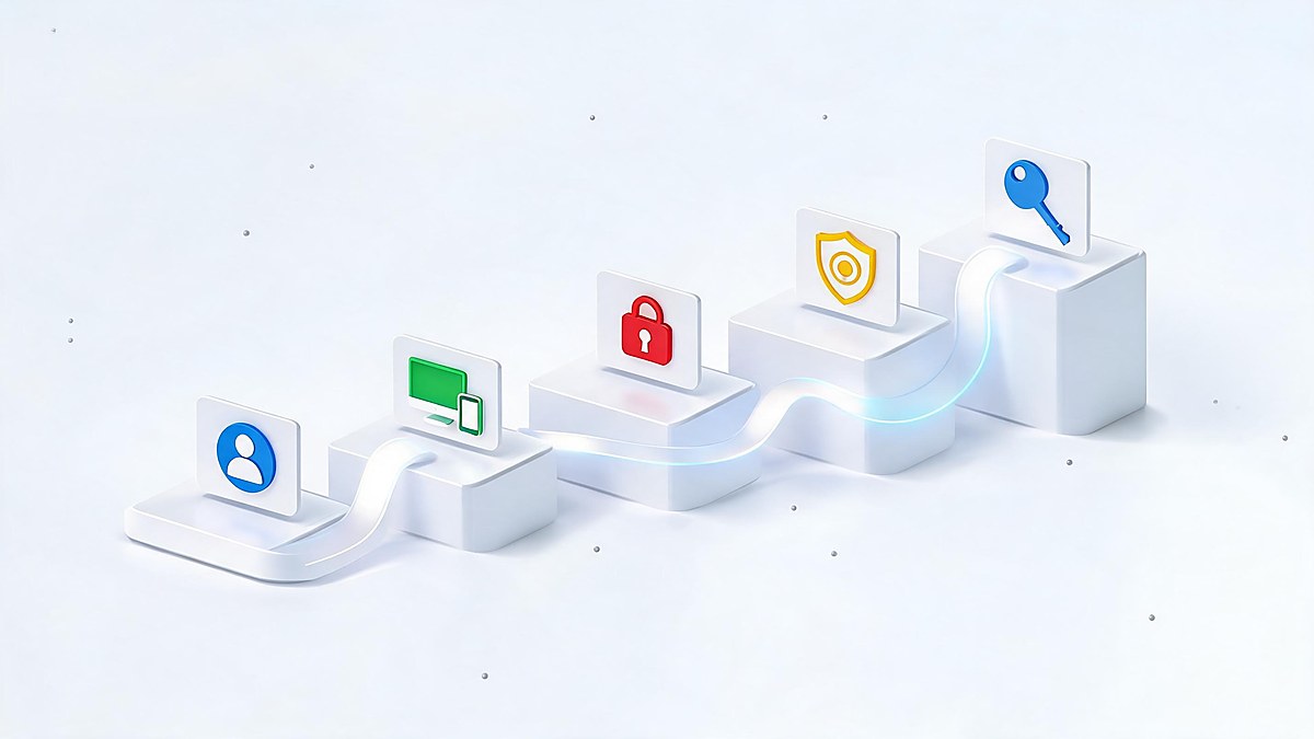 alt: Five-step Gmail security checkup workflow using Google account tools