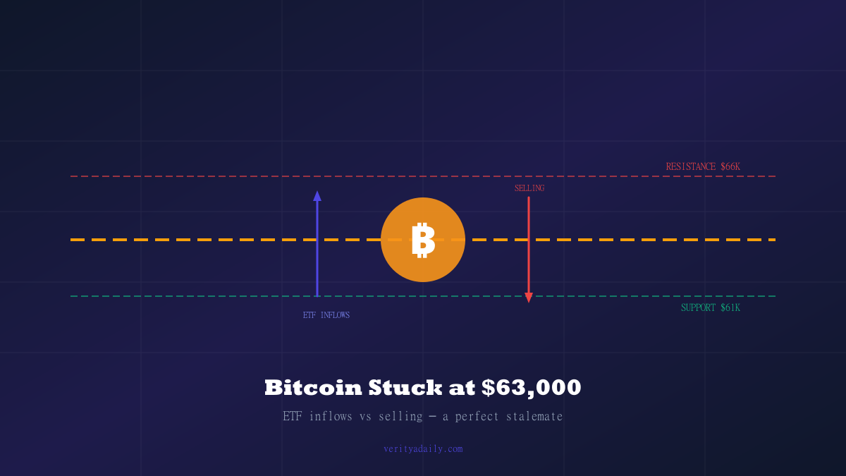 Bitcoin price stuck at $63,000 with ETF inflows vs selling pressure