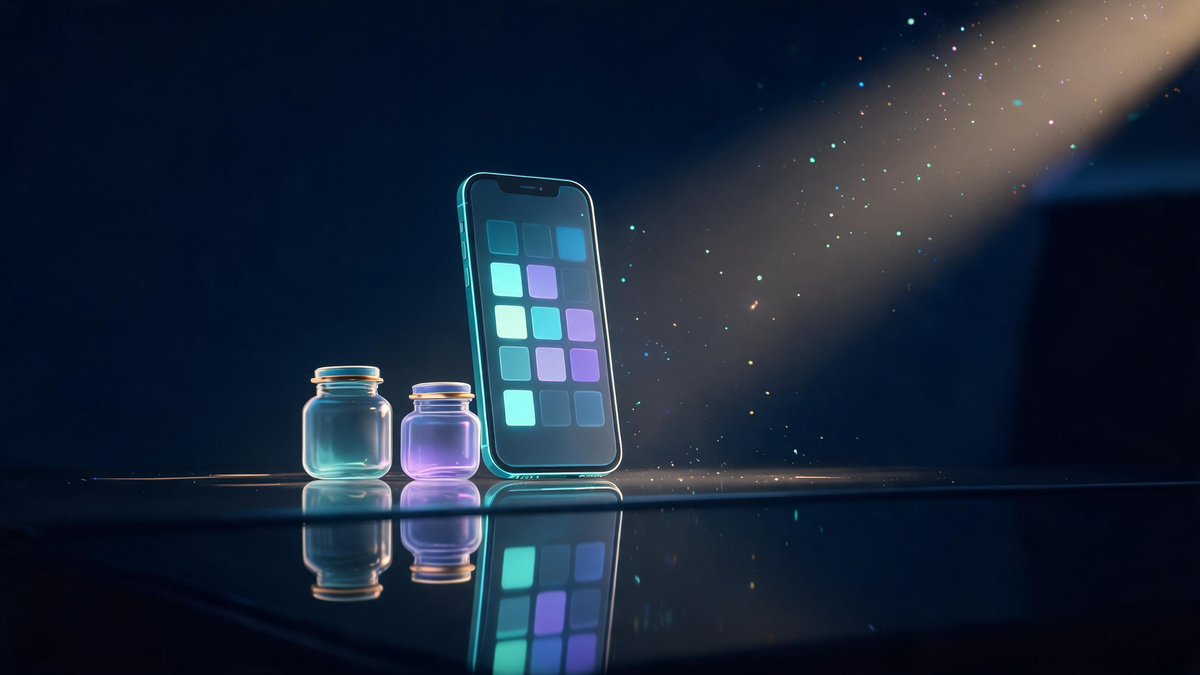 Budgeting apps for teens 2026: glowing teen phone with app grid and savings jars