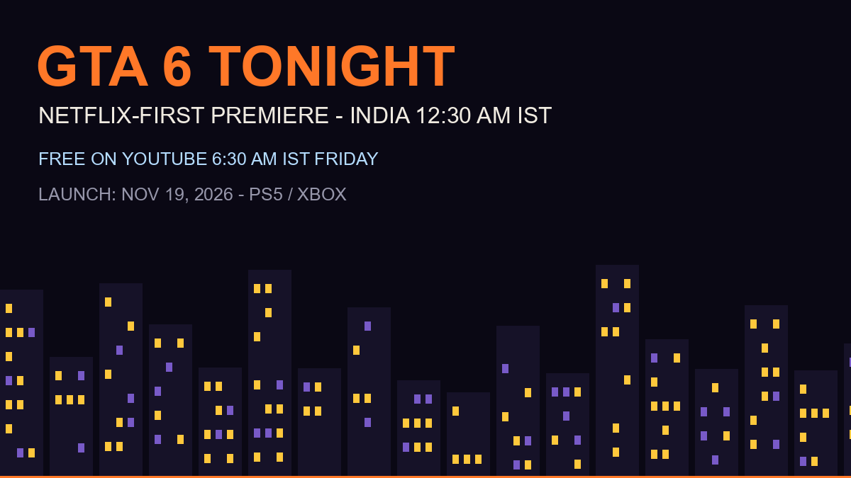 GTA 6 An Extended Look premieres tonight on Netflix with India timing 12:30 AM IST