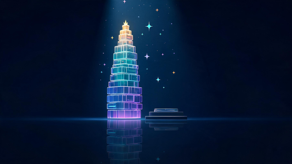 High-yield savings account explained: tall luminous growth tower beside a tiny flat pedestal