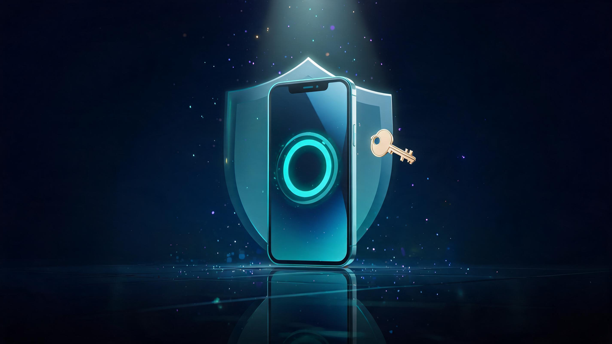 Samsung password manager: glass phone with biometric ring lock and shield aura