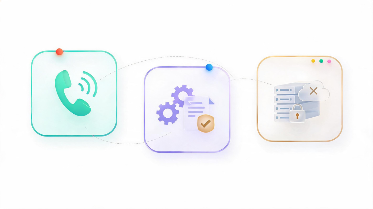 Three Zanus private AI products shown as glass cards for front office, back office and on-premises server