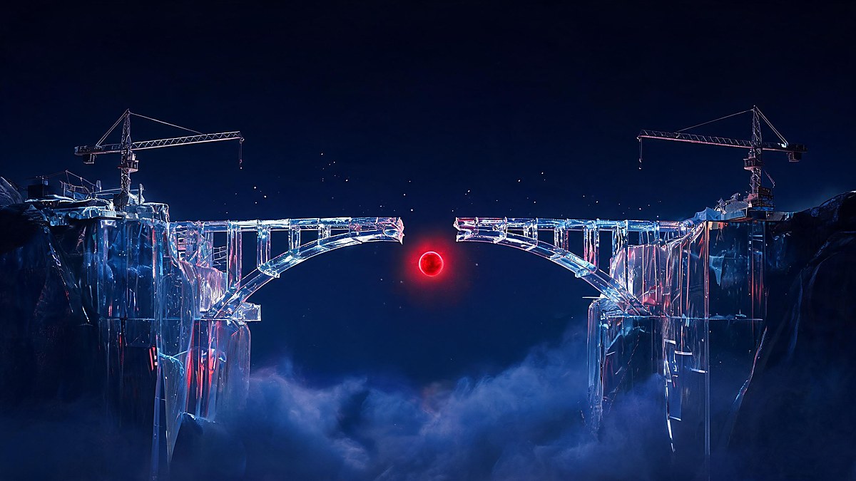 alt: The CLARITY Act stalled: a nearly finished bridge missing its middle span, blocked in the Senate