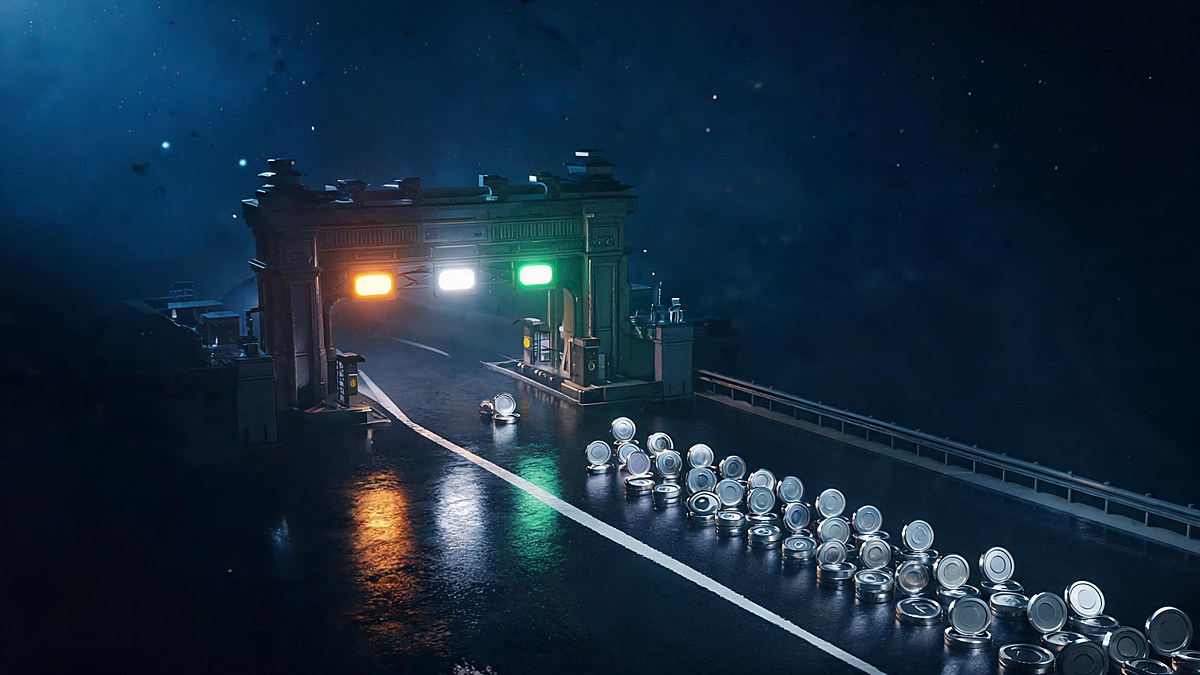 alt: Indias FIU registration regime: tokens passing through a regulatory checkpoint archway