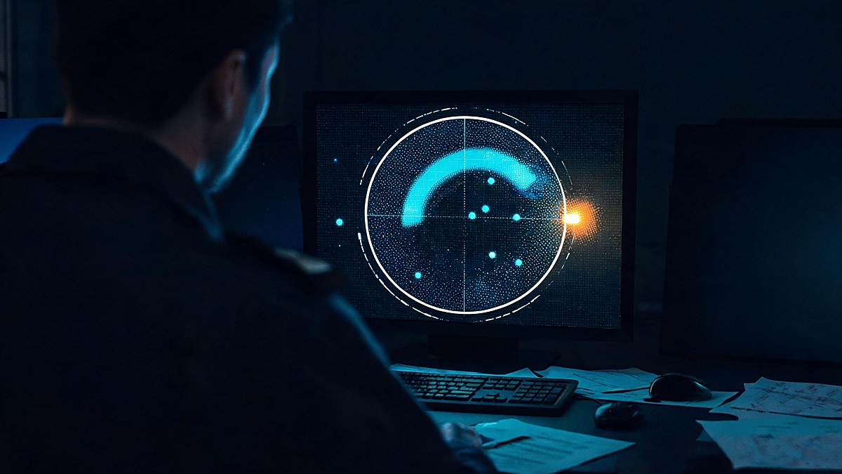 A radar display with blips at the edge of the sweep, pop-art illustration of watching the OpenAI safety story develop