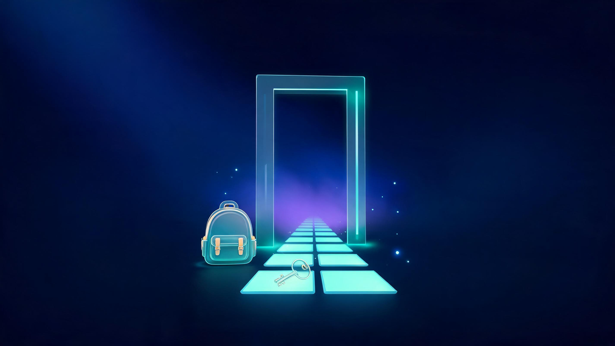 Entry level cybersecurity salary: glowing doorway opening onto a light path