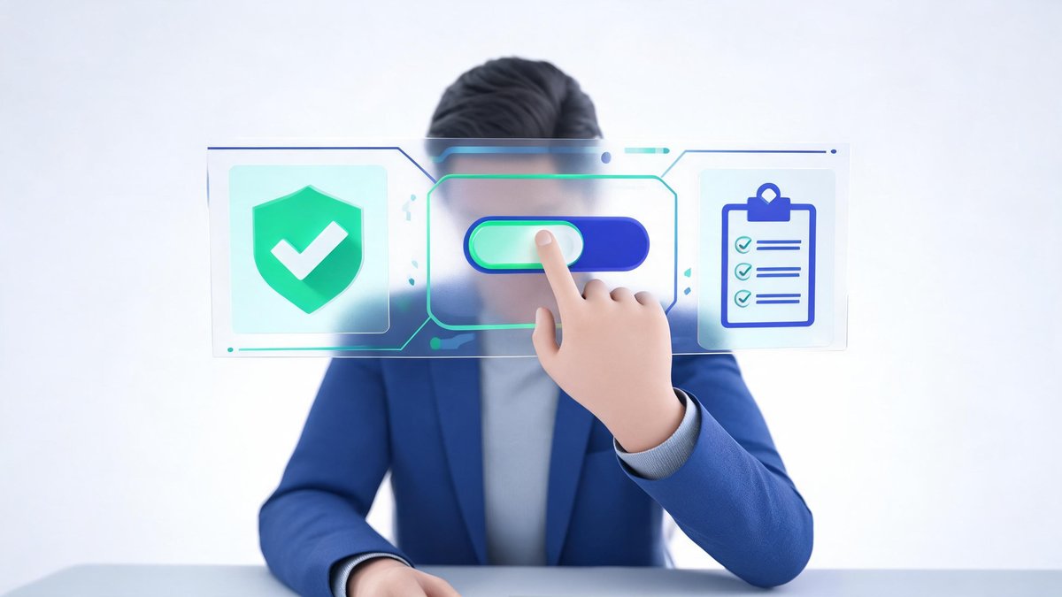 Human-in-the-loop AI oversight in financial services: professional approving an automated decision at a checkpoint