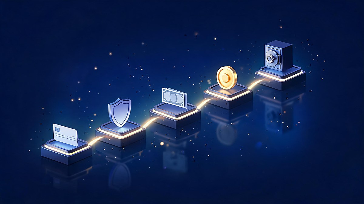 alt: Five steps to buy XRP: create account, verify identity, fund, buy, and move to secure storage